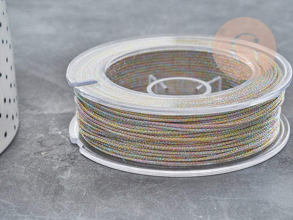 Cordon Métallique tressé polyester 1mm, cordon métallisé pour bijoux, x1mètre G9036