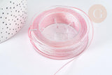 Cordon Métallisé rose clair polyester 1mm, cordon pour bijoux, x1 mètre (G7474)