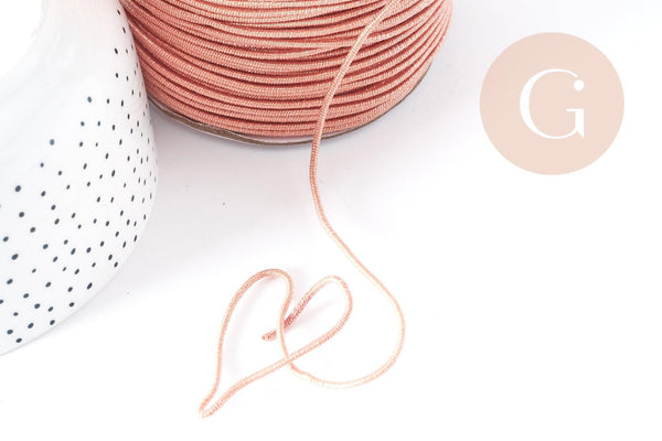 Cordon Polyester métal rigide vieux rose 2mm,création pour scrapbooking, x 1M G9003