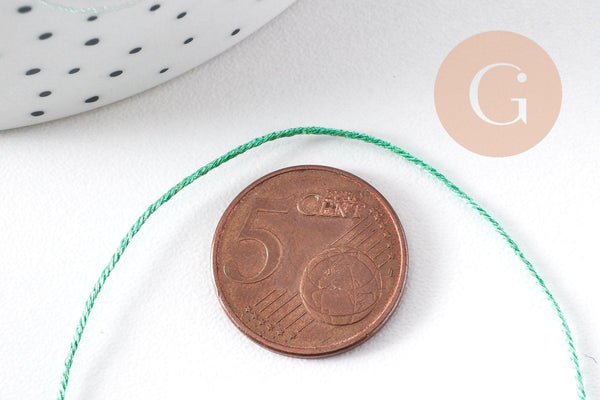 Cordon Vert Métallisé 4 nuances polyester 0.8mm, cordon métallisé pour bijoux, x1 mètre (G10504)