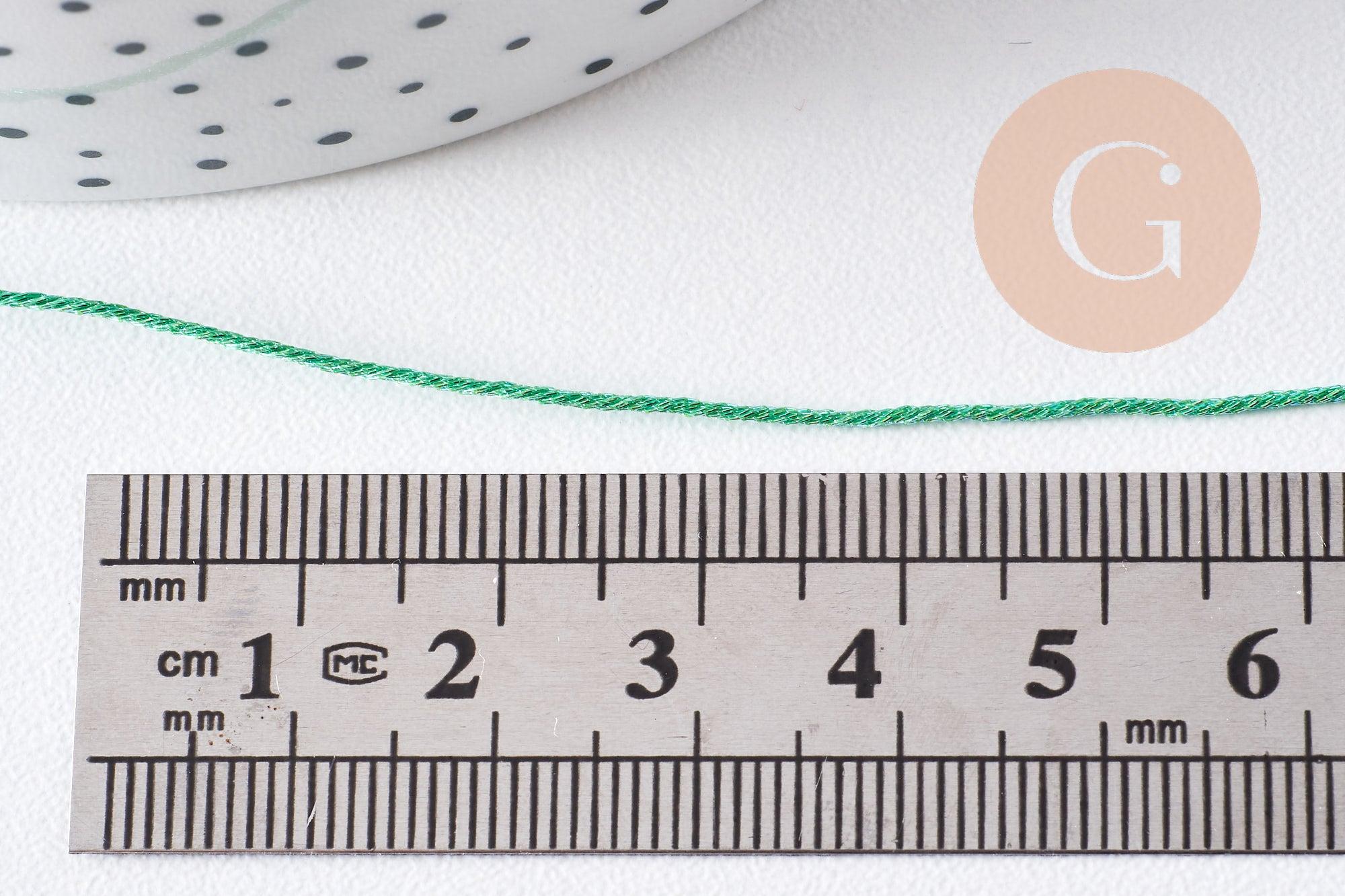 Cordon Vert Métallisé 4 nuances polyester 0.8mm, cordon métallisé pour bijoux, x1 mètre (G10504)