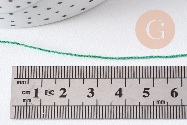 Cordon Vert Métallisé 4 nuances polyester 0.8mm, cordon métallisé pour bijoux, x1 mètre (G10504)