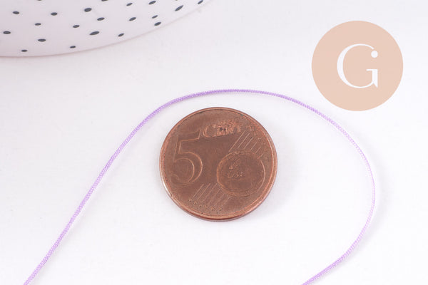 Cordon Violet clair tressé polyester 0.6mm, x1 mètre (G10666)