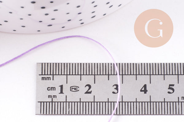Cordon Violet clair tressé polyester 0.6mm, x1 mètre (G10666)
