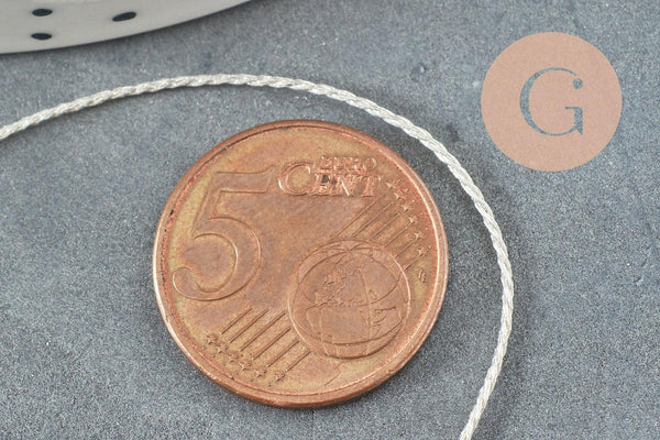 Cordon argenté, fabrication bijoux bijoux,ruban mariage,scrapbooking, largeur 1.2mm, x1 ou x5 ou x10 Mètres G3348