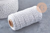 Cordon blanc argent ruban 1-1.55mm, x1 bobine de 100 mètres (G3765)