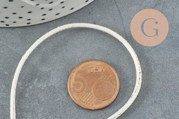 Cordon blanc or, fabrication bijoux bijoux,ruban mariage,fourniture créative, scrapbooking, largeur 1.5mm, x1 mètre G3336