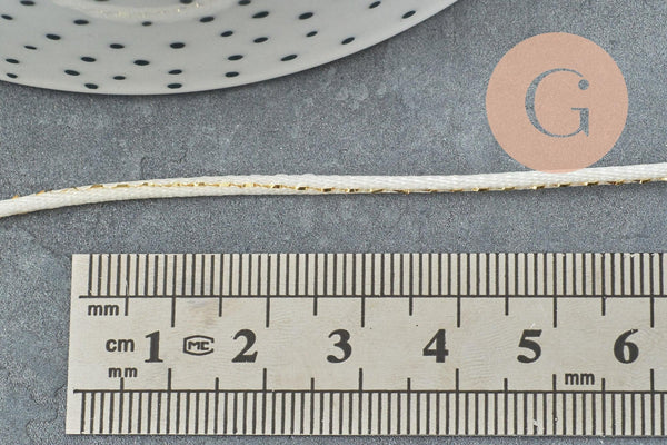 Cordon blanc or, fabrication bijoux bijoux,ruban mariage,fourniture créative, scrapbooking, largeur 1.5mm, x1 mètre G3336