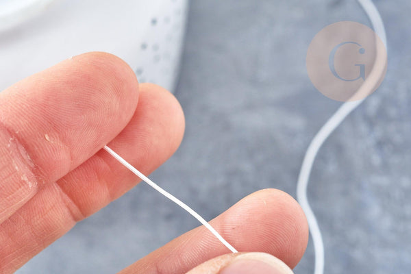 Cordon blanc tressé polyester 0.6mm, cordon fil de jade pour bijoux, x1 mètre G8450