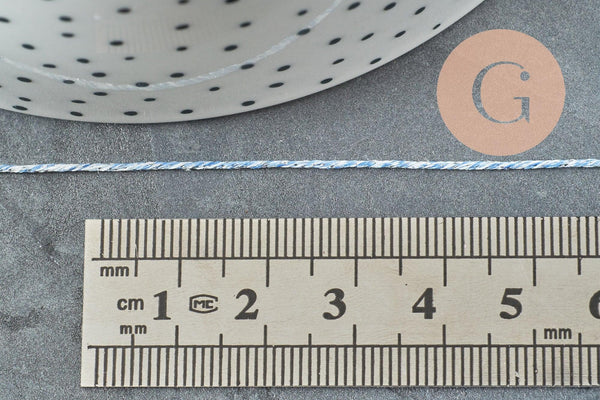Cordon bleu argent, ruban mariage,fourniture créative, scrapbooking, largeur 0.8mm, x1 ou x5 ou x10 mètres G4795