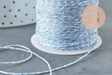 Cordon bleu argent, ruban mariage,fourniture créative, scrapbooking, largeur 0.8mm, x1 ou x5 ou x10 mètres G4795