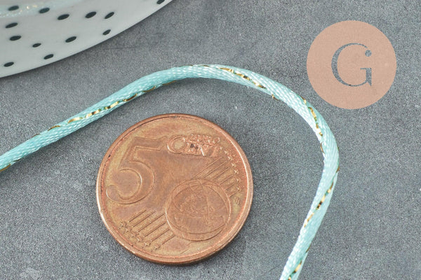 Cordon bleu clair or queue de rat satiné 1.5mm, x1 mètre (G3723)