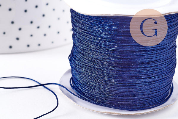 Cordon bleu marine tressé polyester 0.6mm, x1 mètre (G10668)