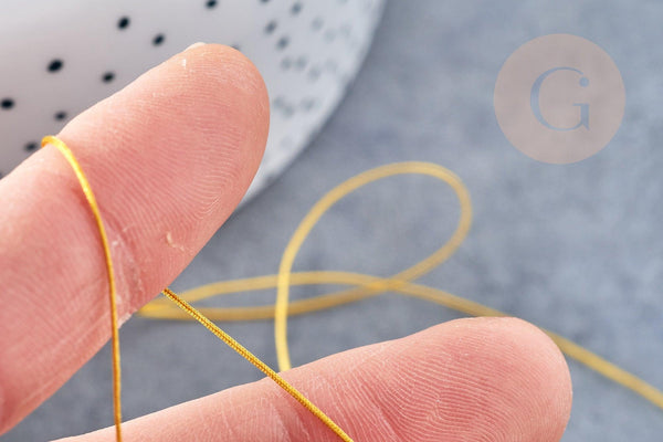 Cordon doré tressé polyester 0.5mm, cordon fil de jade pour bijoux, x1 mètre G8453