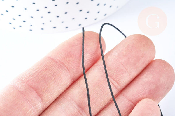 Cordon élastique noir 1,2mm, cordon élastique nylon pour création bijoux, les 5 mètres G6974