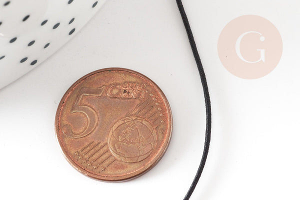 Cordon élastique nylon noir 0.6mm, fil élastique pour création bijoux, x 5mètres G9598