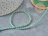 Cordon en coton tressé jaune bleu vert 1.2mm, cordon pour bijoux scrapbooking fabrication bijoux, x1mètre G9195