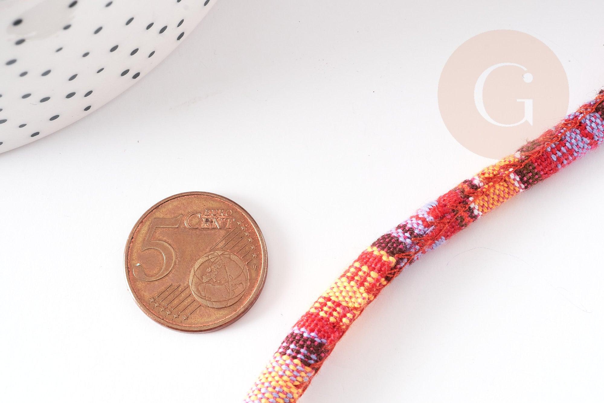 Cordon ethnique multicolore 7mm,cordon pour bijoux d'inspiration africaine, x1mètre G9115