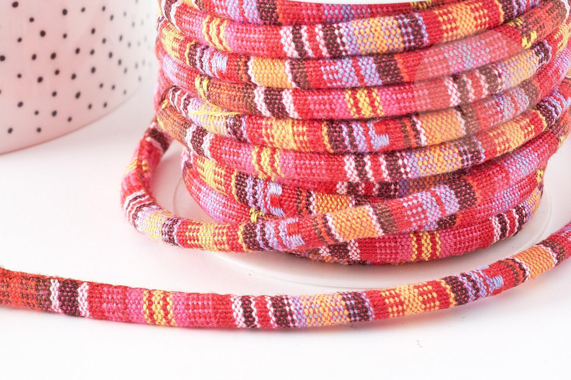 Cordon ethnique multicolore 7mm,cordon pour bijoux d'inspiration africaine, x1mètre G9115