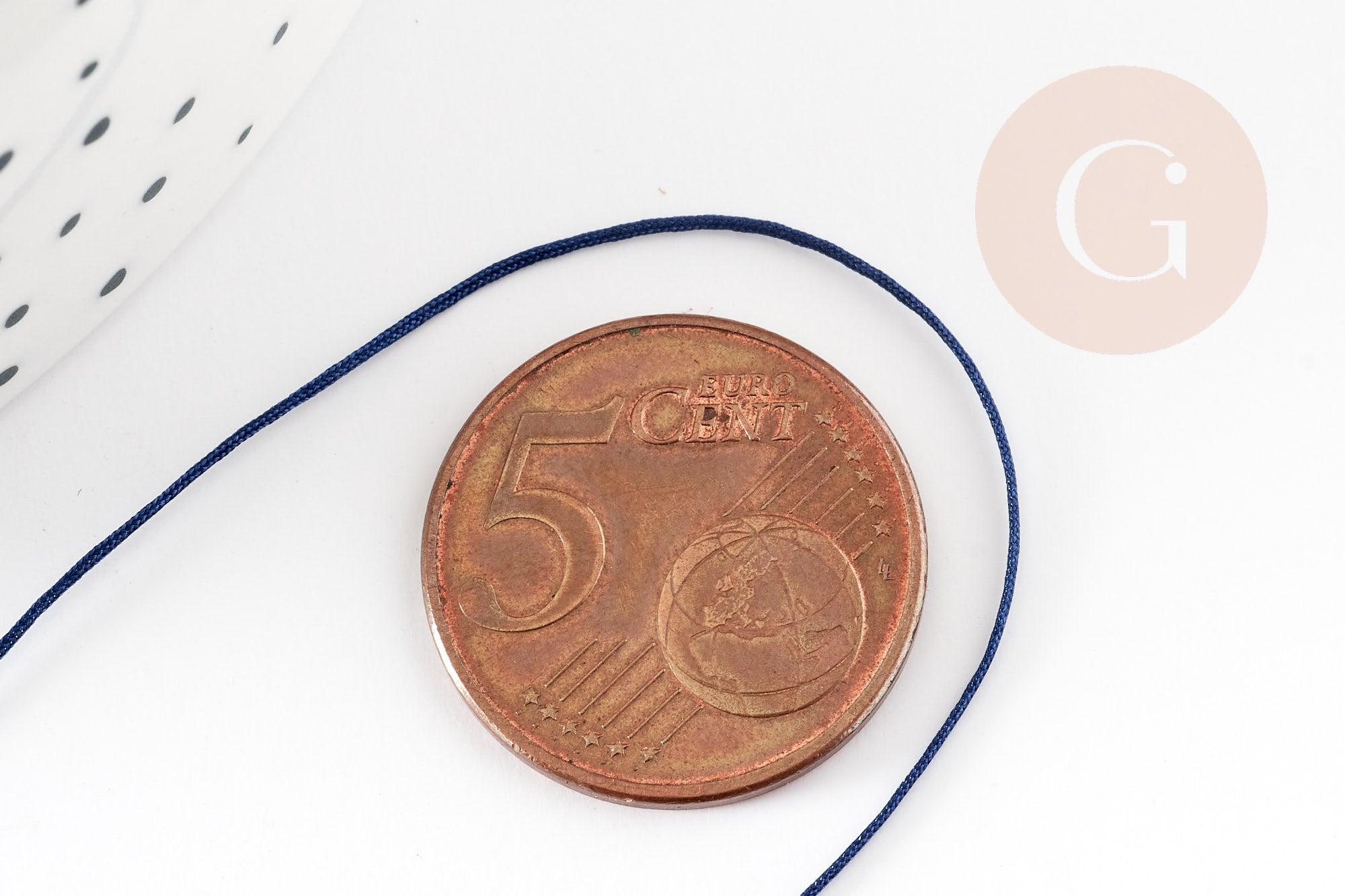 Cordon fil de jade bleu marine polyester 0.5mm, cordon pour création de bijoux x1 mètre G9332