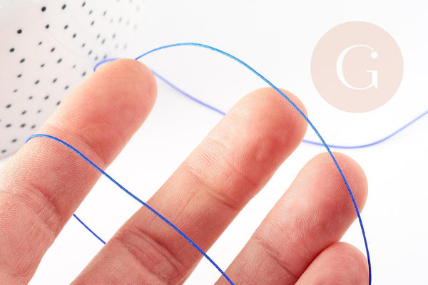 Cordon fil de jade bleu roi polyester 0.5mm, cordon pour création de bijoux x1 mètre G9333