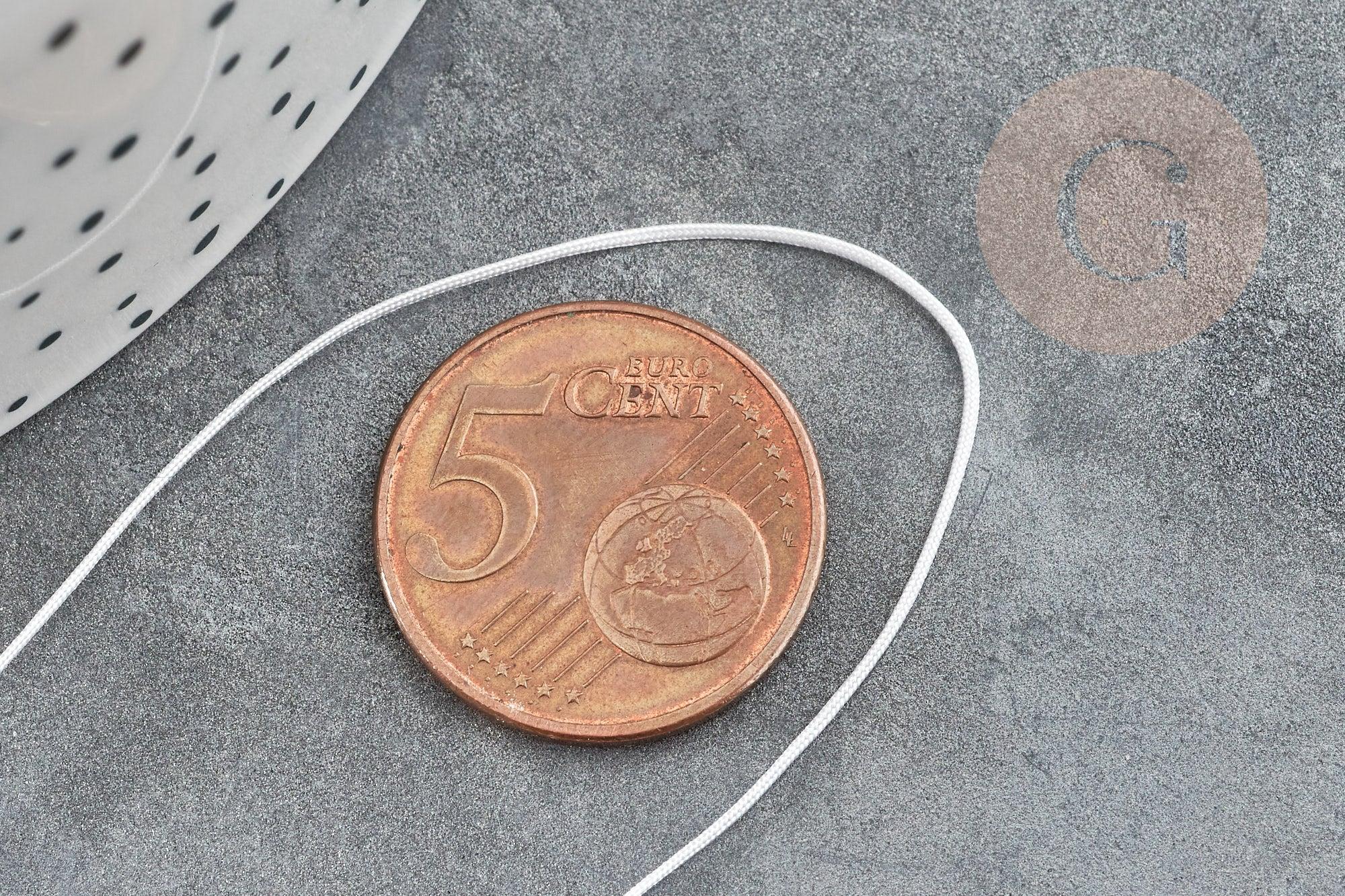 Cordon fil de jade gris clair polyester 0.5mm, cordon pour création de bijoux x1 mètre G9334