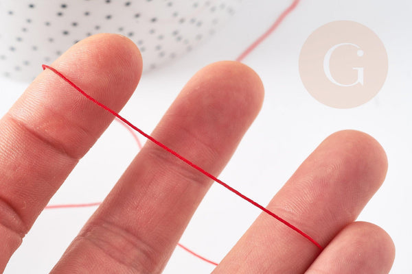 Cordon fil de jade nylon rouge 0.4mm, fabrication bijoux avec nœud coulissant, x1mètre G9117