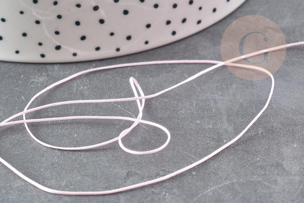 Cordon fil de jade rose clair polyester 0.5mm, cordon pour création de bijoux x1 mètre G9336