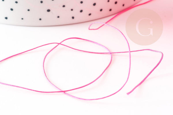 Cordon fil de jade rose fluorescent polyester 0.5mm, cordon pour création de bijoux x1 mètre G9337