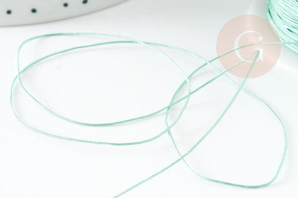 Cordon fil de jade turquoise clair polyester 0.5mm, cordon pour création de bijoux x1 mètre G9340