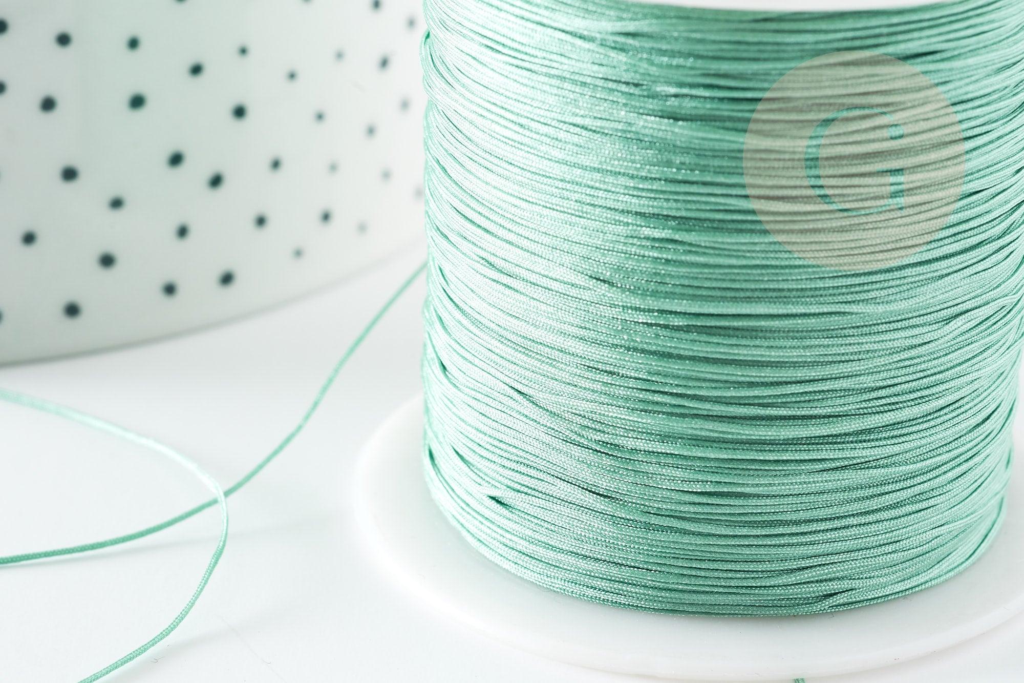Cordon fil de jade turquoise clair polyester 0.5mm, cordon pour création de bijoux x1 mètre G9340