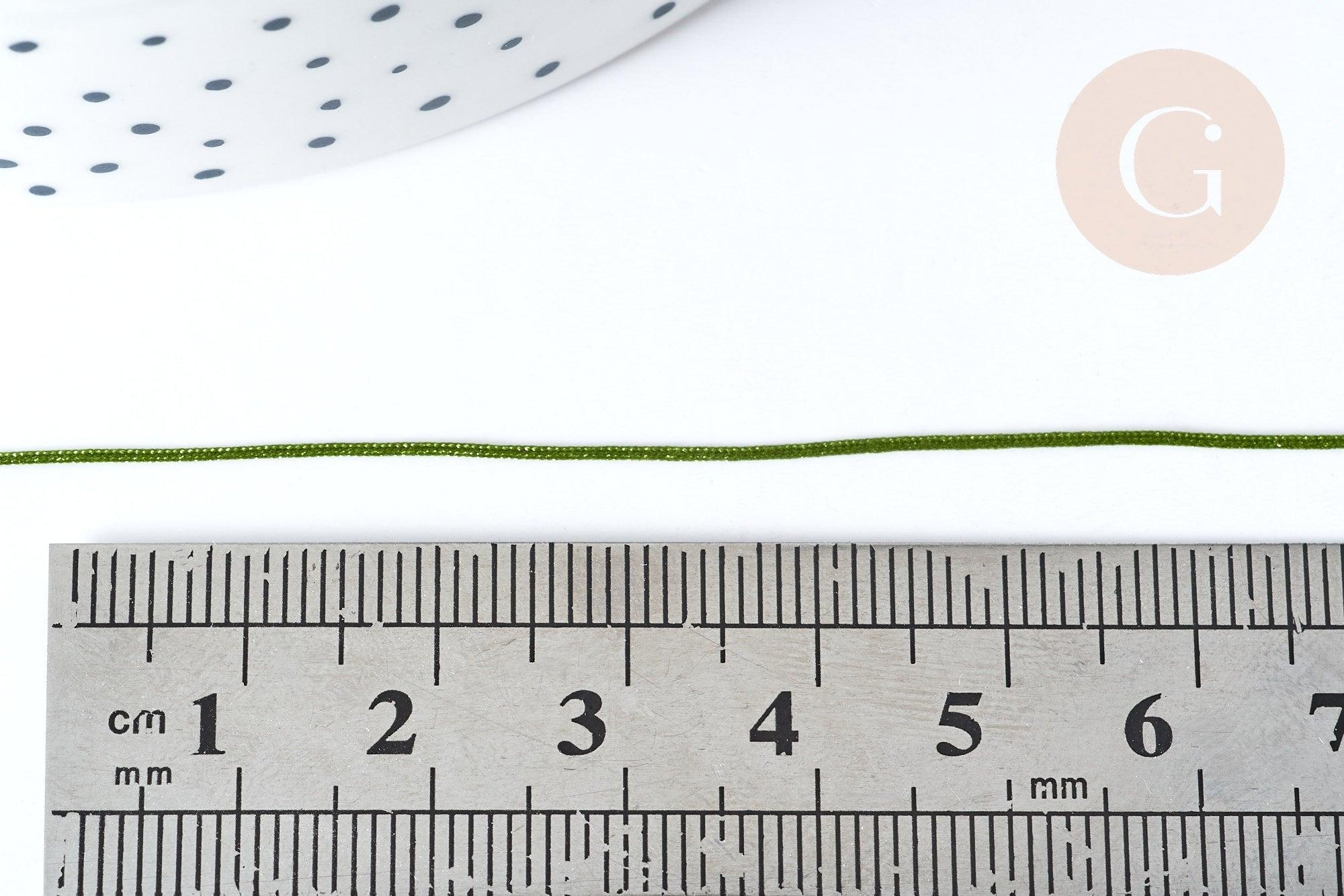 Cordon fil de jade vert Métallisé polyester 0.4mm, cordon métallisé pour bijoux x1 mètre G8176