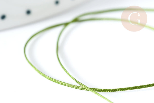 Cordon fil de jade vert Métallisé polyester 0.4mm, cordon métallisé pour bijoux x1 mètre G8176