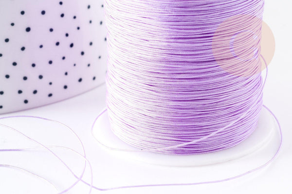 Cordon fil de jade violet clair polyester 0.5mm, cordon pour création de bijoux x1 mètre G9342