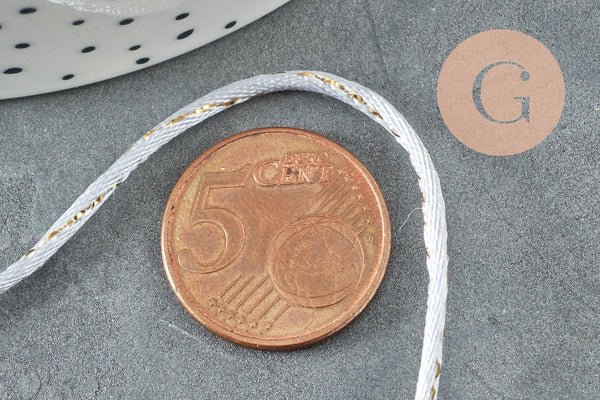 Cordon gris clair or, fabrication bijoux bijoux,ruban mariage,scrapbooking, largeur 1.5mm, x1 mètre G5081