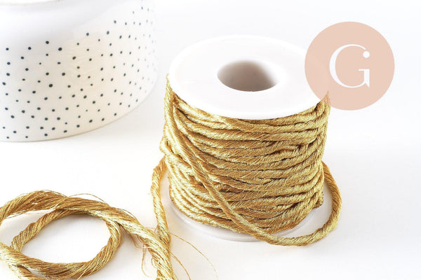 Cordon macramé Polyester or foncé 3mm, x1 mètre (G10475)