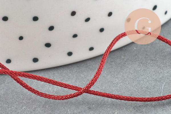 Cordon métallique rouge pailleté ,ruban mariage,fourniture créative, scrapbooking, largeur 1mm, x1 mètre G5663