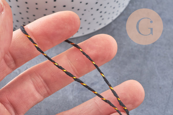 Cordon noir or, création bijoux,ruban mariage, scrapbooking,1-1.55mm, 5/10 mètres, (G2116)