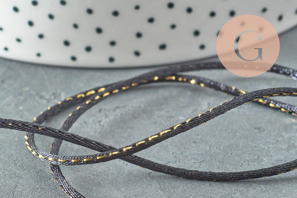 Cordon noir or polyester 1.5mm, x1 mètre (G3337)