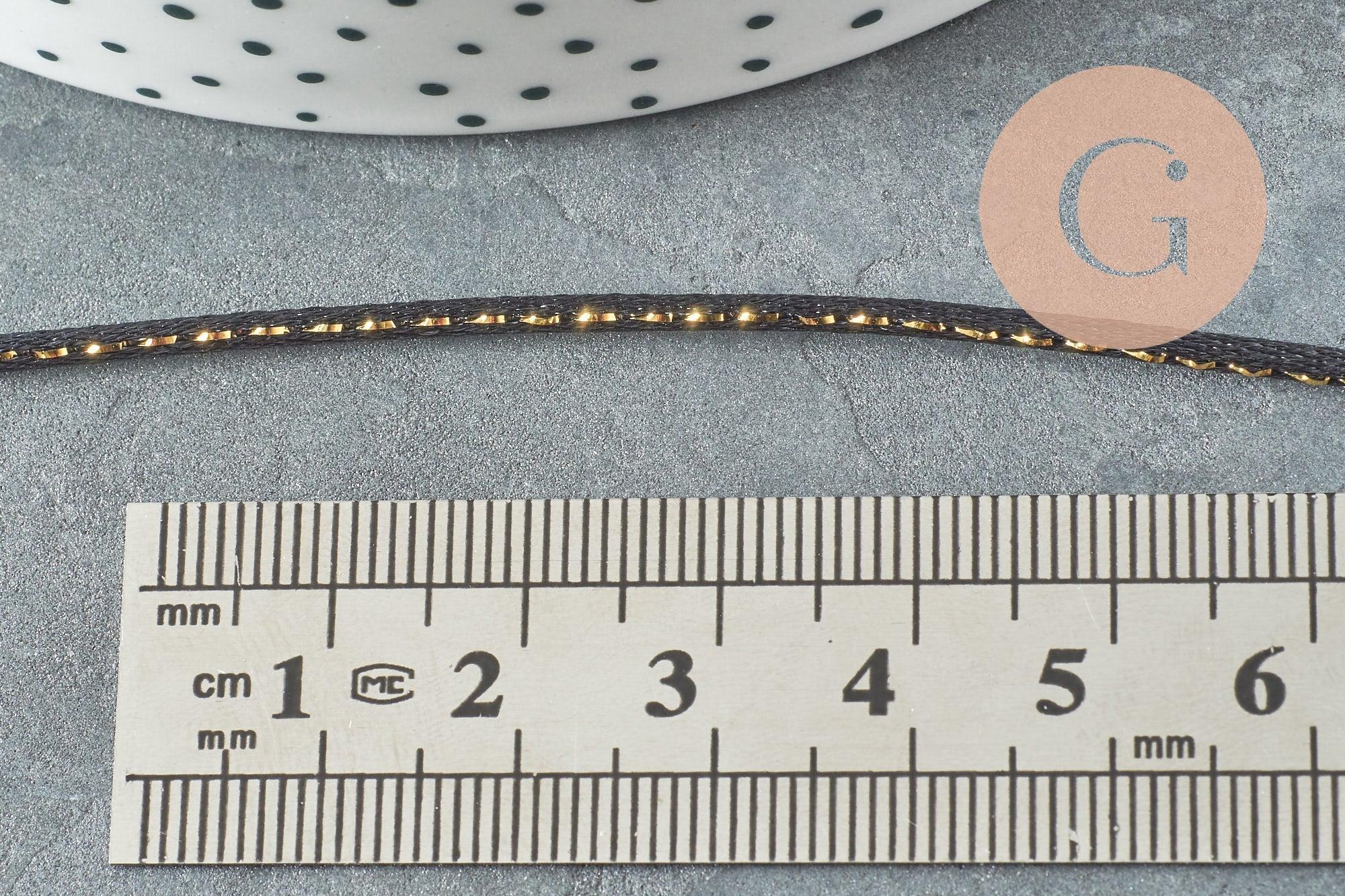 Cordon noir or polyester 1.5mm, x1 mètre (G3337)