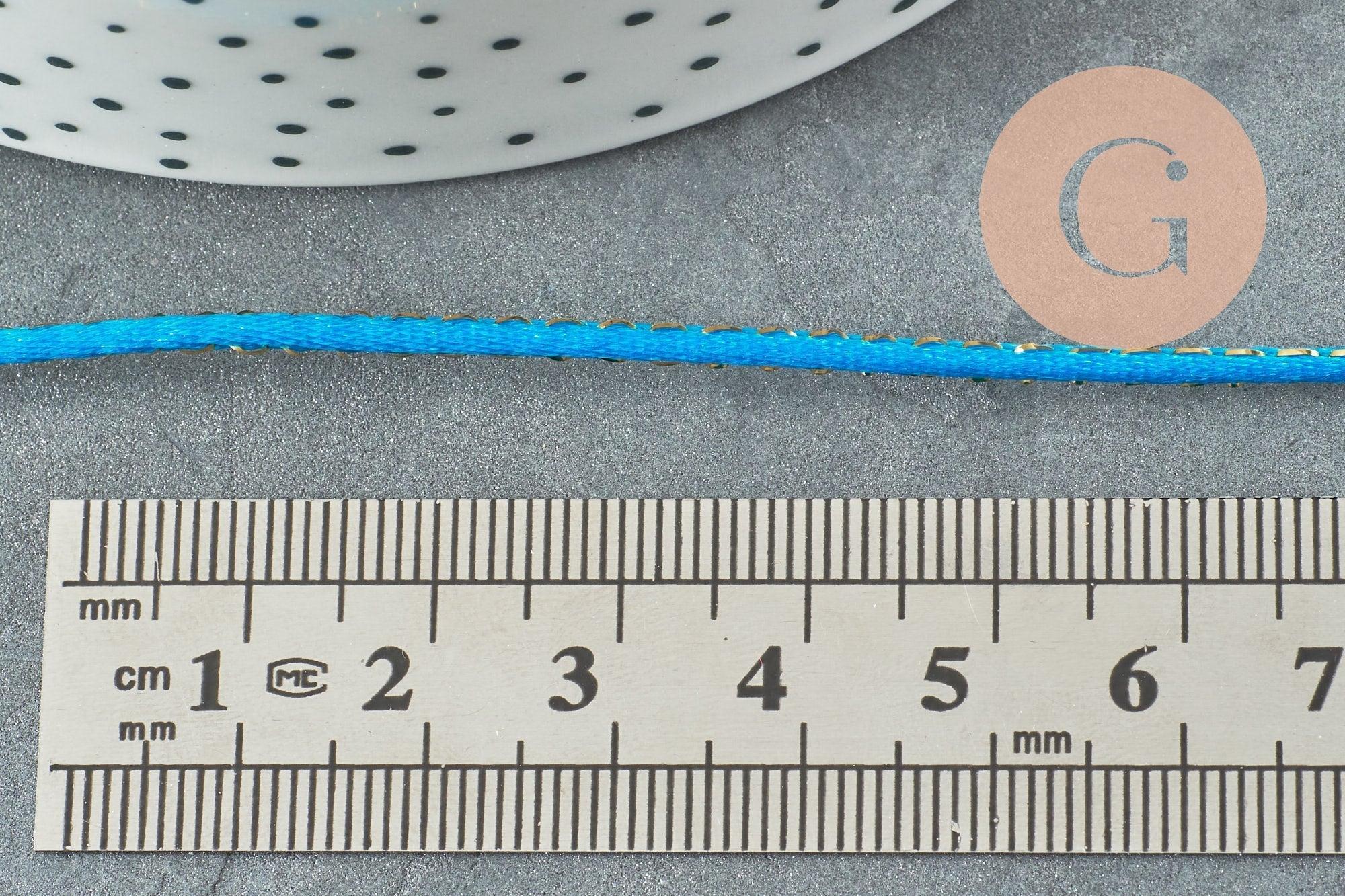 Cordon nylon bleu turquoise or 1.5mm, x1 mètre (G3763)