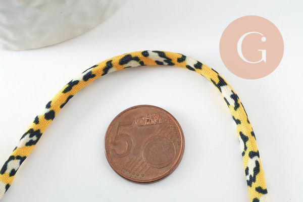 Cordon nylon élastique Léopard jaune noir 4mm, x1 mètre G9807