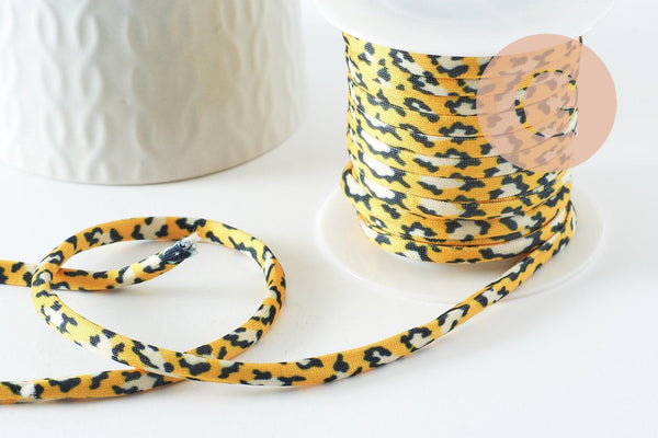 Cordon nylon élastique Léopard jaune noir 4mm, x1 mètre G9807