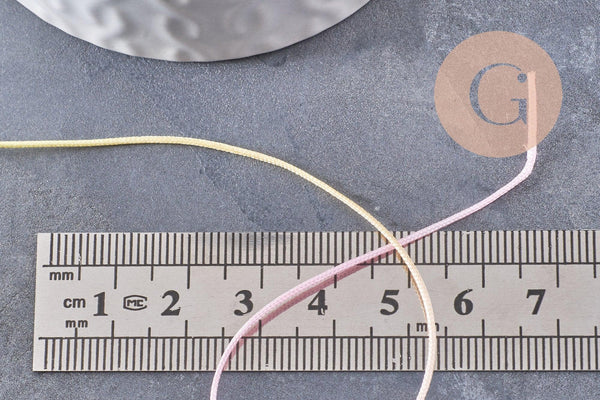 Cordon nylon multicolore pastel 0.8mm, fabrication bijoux x1 mètre (G9881)