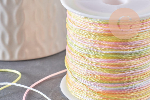 Cordon nylon multicolore pastel 0.8mm, fabrication bijoux x1 mètre (G9881)