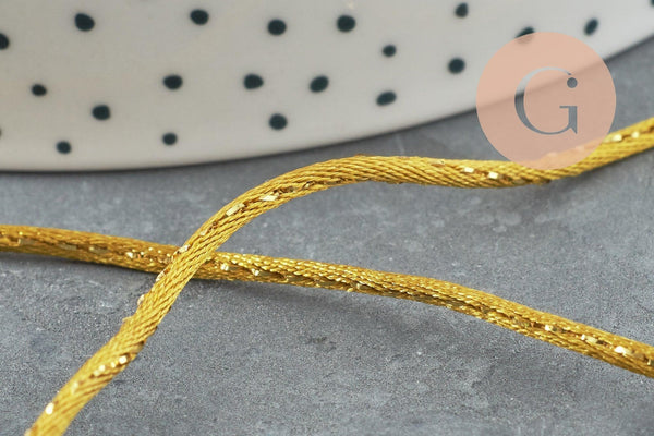 Cordon or queue de rat satiné 1.5mm doré, x1 mètre (G3761)