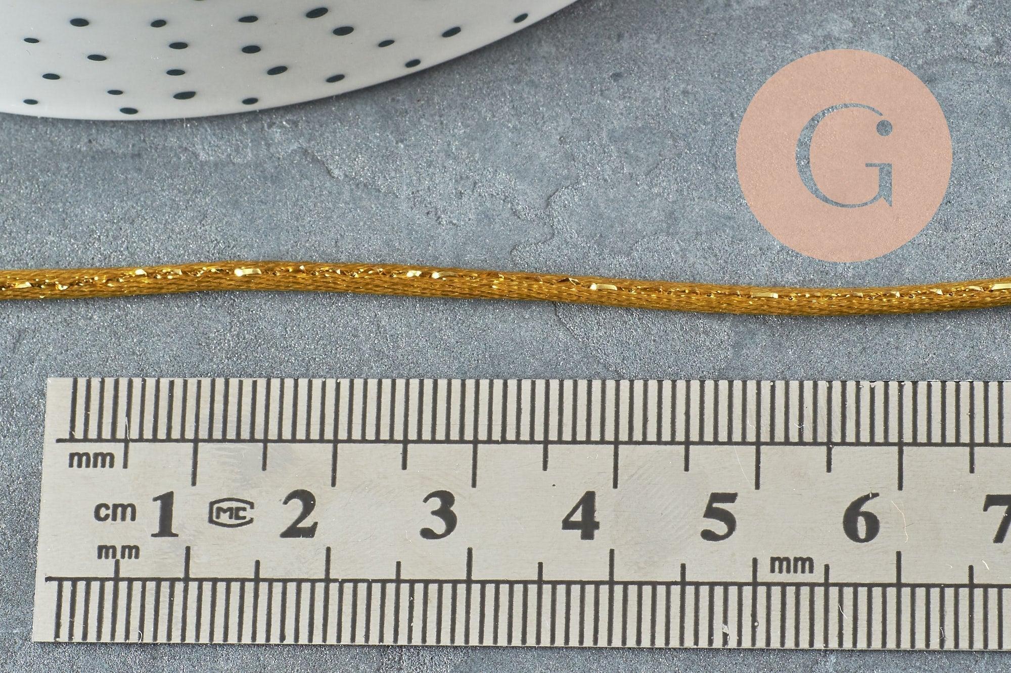 Cordon or queue de rat satiné 1.5mm doré, x1 mètre (G3761)