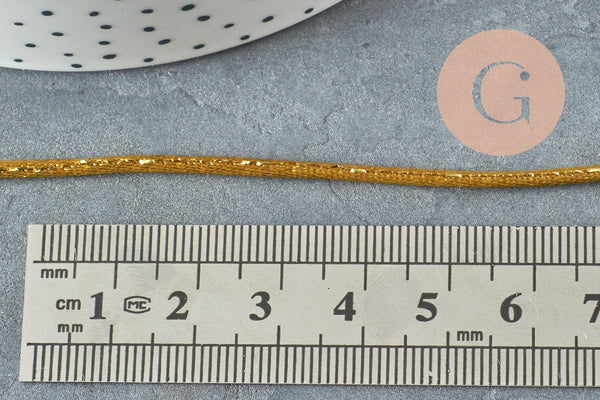 Cordon or queue de rat satiné 1.5mm doré, x1 mètre (G3761)