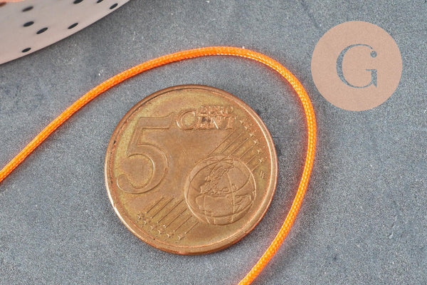 Cordon polyester orange fluorescent scrapbooking 0.7mm, x 5mètres (G5814)