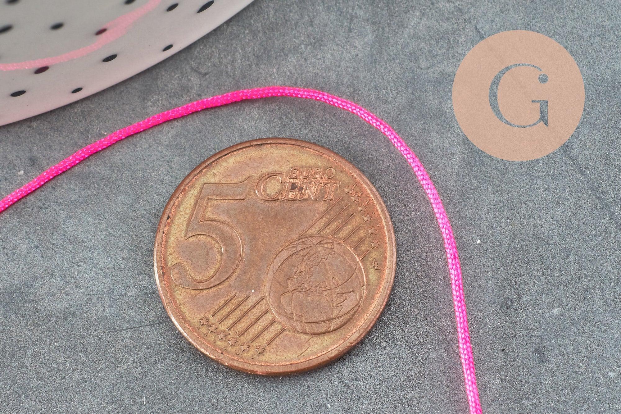 Cordon polyester rose fluorescent 0.7mm, x 5mètres (G1946)